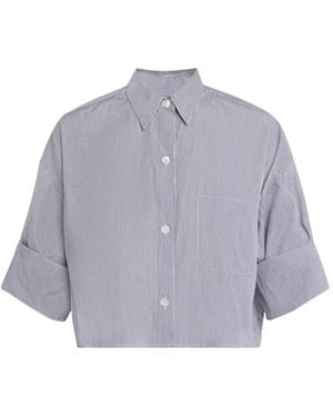 Twp Striped Cropped Shirt - Purple