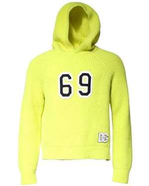 Dolce & Gabbana 69-Patchwork Ribbed Hoodie - Yellow