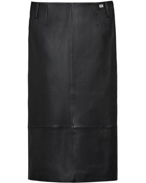 Marc Jacobs Leather Midi Skirt - Black