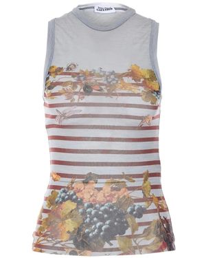 Jean Paul Gaultier Striped Print Tank Top - White