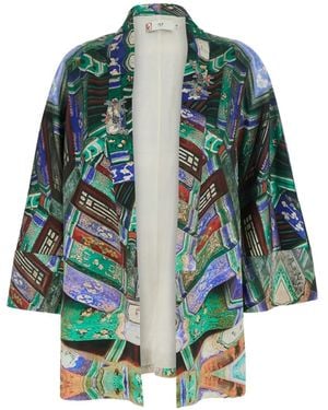 Hui Milano Pappagallo Printed Kimono - Blue