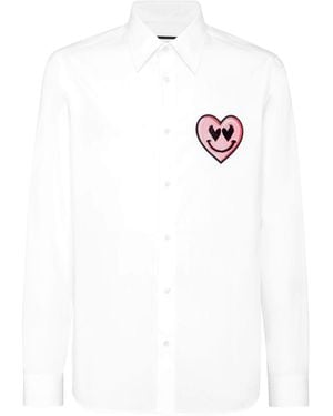 Philipp Plein Heart-Patch Shirt - White