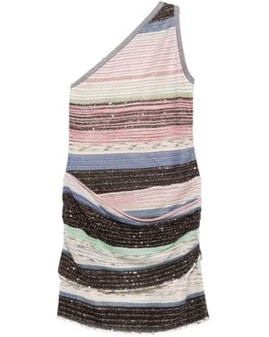 Missoni Striped One-Shoulder Mini Dress - White