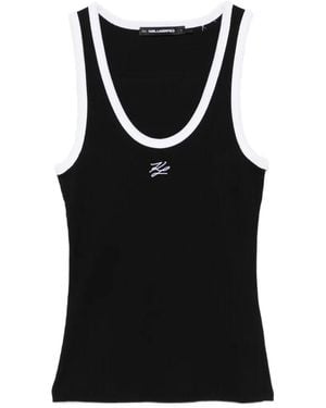 KARL LAGERFELD Autograph Logo Tank Top - Black