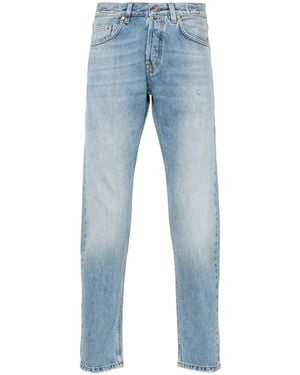 Eleventy Distressed Tapered-Leg Denim Jeans - Blau