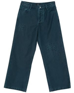 SEWMOD Patch-Detail Garment-Dyed Jeans - Blue