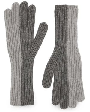 Pennyblack Ribbed-Knit Panelled Gloves - Grey
