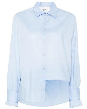 SOLOTRE Asymmetric Embroidered Shirt - Blue