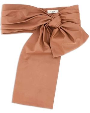Chloé Bow-Detail Leather Belt - Brown
