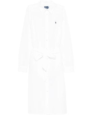 Polo Ralph Lauren Long Sleeves Shirt Midi Dress - White