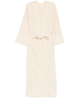 Panicale V-Neck Belt Midi Dress - White