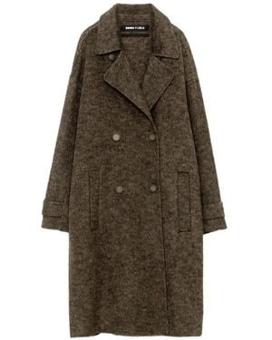 Bimba Y Lola Double-Sided Overcoat With A Medium-Length Belt, Dark Taupe - Natural