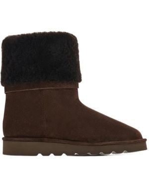Ferragamo Fur-Lined Pull-On Boots With Hug Buckle - Brown
