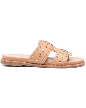 Carmela Stud-Embellished Leather Sandals - Pink