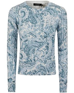Ralph Lauren Paisley-Print Cable-Knit Jumper - Blue