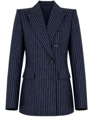 Pinko Pinstripe-Pattern Double-Breasted Blazer - Blue