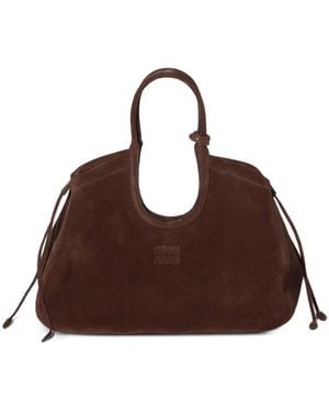Miu Miu Ivy Suede Tote Bag - Brown