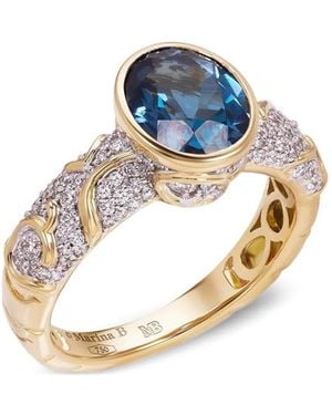 Marina B Anillo Ondine En Oro Amarillo De 18 Ct Con Diamante Y Topacio - Azul