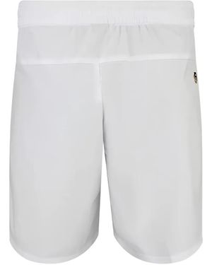 BOSS Logo-Print Striped Shorts - White