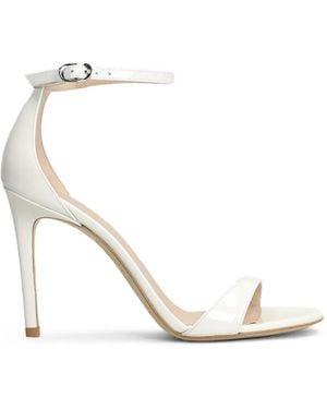 Stuart Weitzman Leather Ankle-Strap Sandals - White