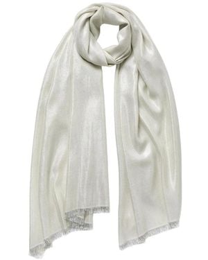 Jane Carr Mercury Metallic-Thread Scarf - White