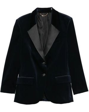 Victoria Beckham Velvet Peak-Lapel Blazer - Black