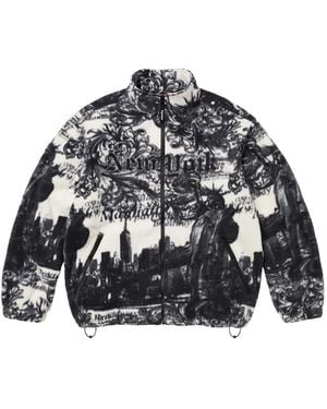 Supreme New York Printed Fleece Jacket - Gray