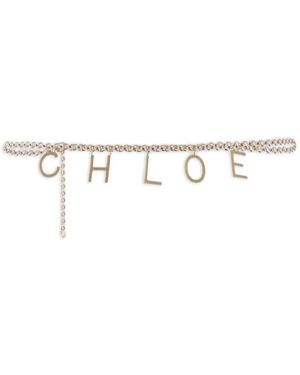Chloé Cinturón De Cadena Con Letras - Blanco