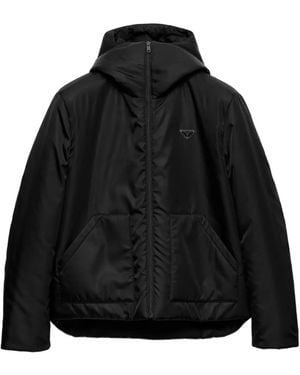 Prada Hooded Patch-Pocket Jacket - Black