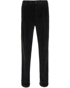 PT Torino Pleated Corduroy Trousers - Black