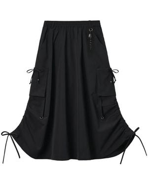 Izzue Ruched-Sides Cargo Maxi Skirt - Black