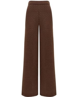 12 STOREEZ Pointelle-Knit Wide-Leg Trousers - Brown