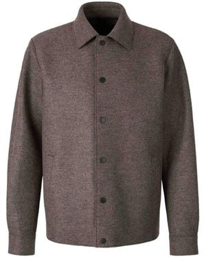 Harris Wharf London Snap-Button Shirt Jacket - Grey
