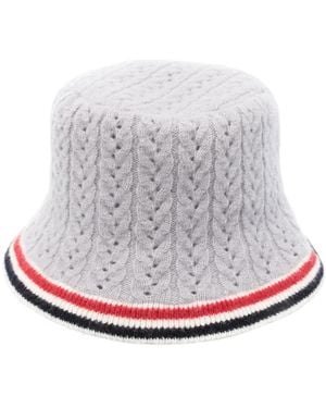 Thom Browne Sombrero de pescador con punto de ochos - Gris