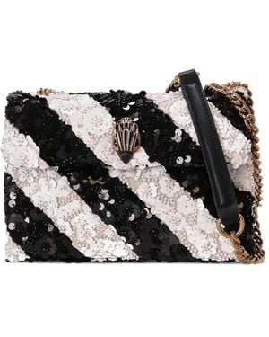 Kurt Geiger Sequin Striped Satchel - Black