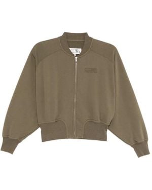 MM6 by Maison Margiela Logo-Embroidered Zip-Up Sweatshirt - Green