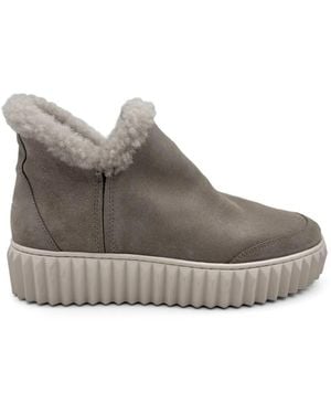 Voile Blanche Luna Shearling-Trim Ankle Boots - Grey