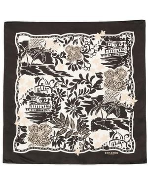 ERMANNO FIRENZE Floral-Print Scarf - Black
