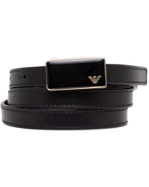 Emporio Armani Cinturón con placa del logo - Negro
