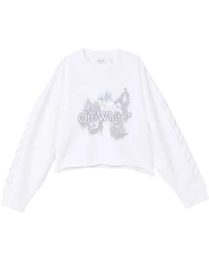 Off-White c/o Virgil Abloh Sweat À Imprimé Fleurs Orné De Cristaux - White