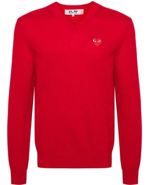 COMME DES GARÇONS PLAY Heart-Patch Wool Jumper - Red