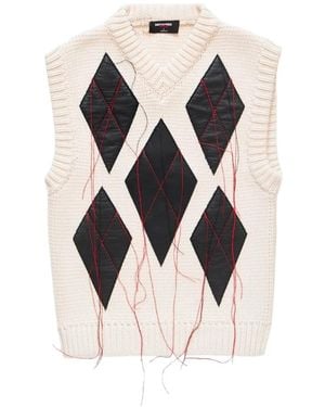 DSquared² X Magliano Argyle Knit Vest - White