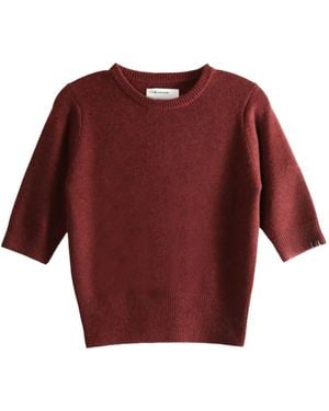 Extreme Cashmere Short-Sleeve Cashmere Sweater - Red