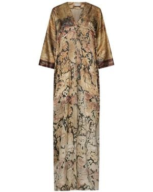 Pierre Louis Mascia Tapestry-Print Silk Maxi Dress - Natural