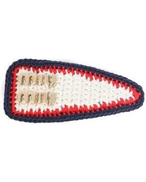 Miu Miu Crochet Logo Hair Clip - Red