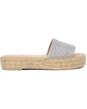 Manebí Glitter-Effect Platform Sandals - White