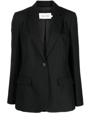 Calvin Klein Single-Breasted Tailored Blazer - Black