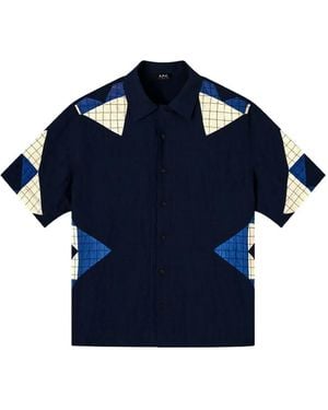 A.P.C. Chemise À Design Patchwork - Blue