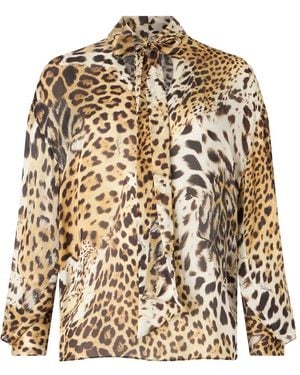 Roberto Cavalli Jaguar-Print Blouse - Natural
