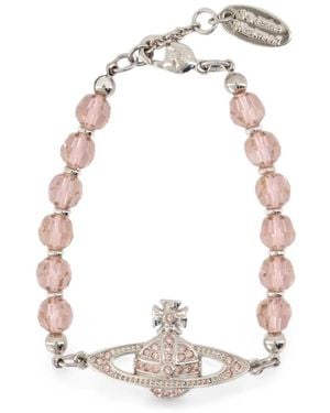 Vivienne Westwood Messaline Orb-Plaque Beaded Bracelet - White
